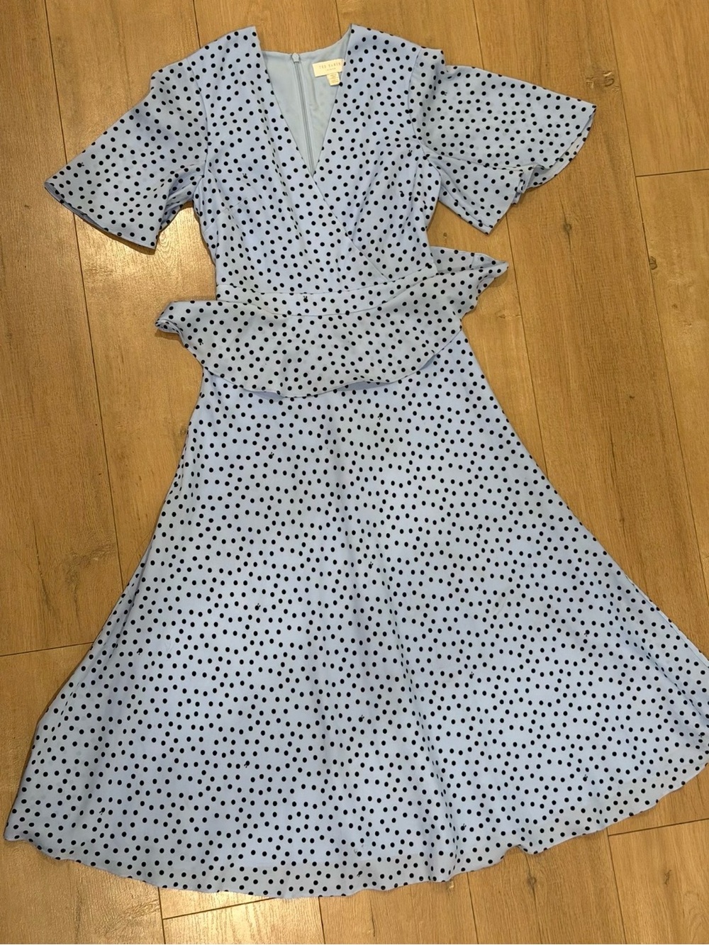 Ted Baker London Pale Blue Dress with Black Polka Dots